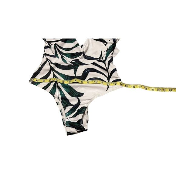 Women One Piece Swimsuit V Neck Ruffle Bathing Suit Padded Leaves Small Summer - Picture 7 of 14